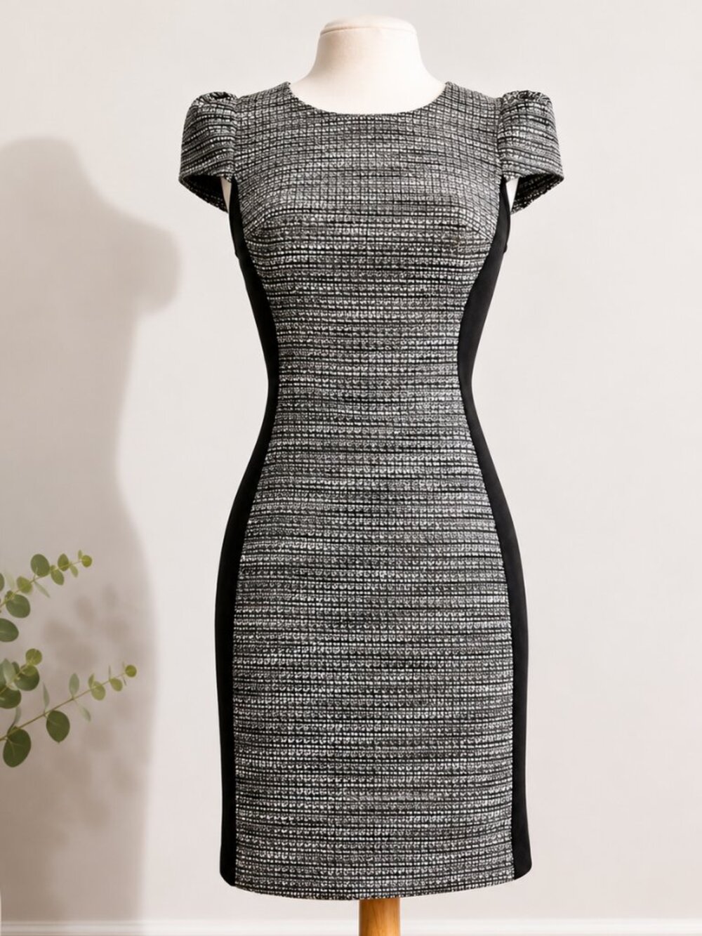 Anthropologie Moulinette Soeurs Black & White Tweed Colorblock Dress | Size 0